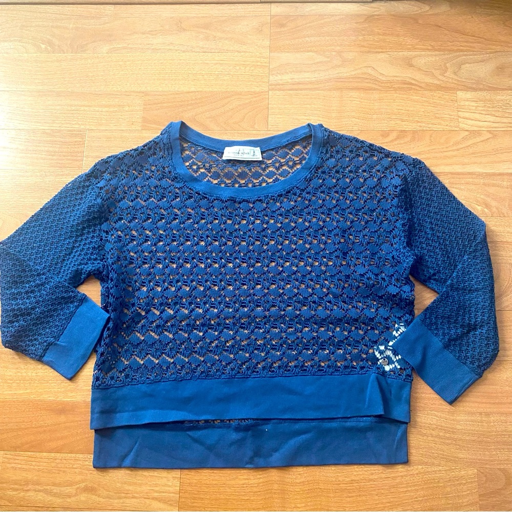 Abercrombie Blue Crochet Sweater